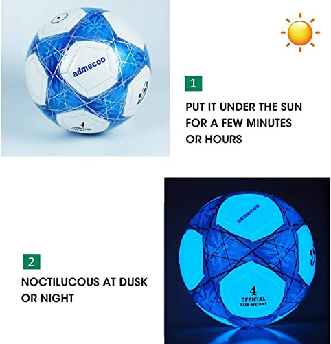 Light Up Soccer Ball Glow in the Dark Blue Size 5 with Pump & Needles – Admecoo