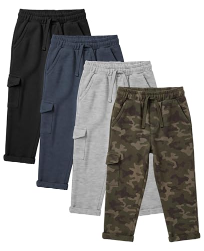 Andrew Scott Kids 100% Cotton French Terry Joggers with Pockets & Drawstring – Multi Pack