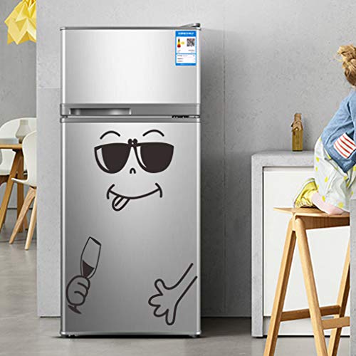 Generic 2pcs Kitchen Fridge Stickers A Funny Face Looks Like You are Enjoying Your Meal Wall Car Door Stickers Decor Decals Art Mural Paste, Green, JS2024-002