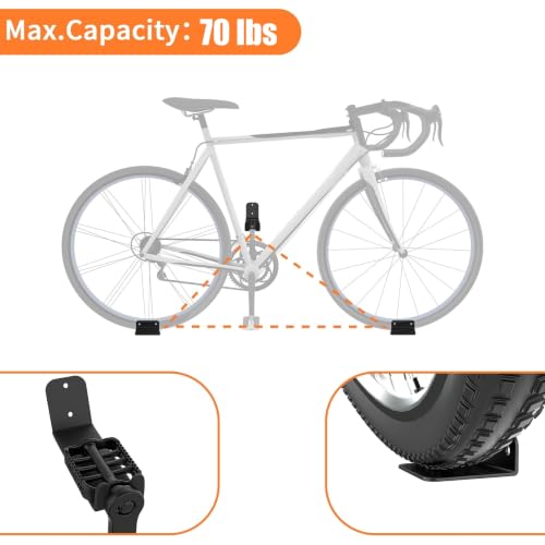Heavy Duty Bike Pedal Hanger Wall Mount - 2 Pack, Black