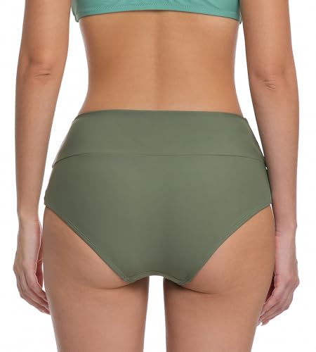 V Cut Mid Rise Cross Front Full Coverage Bikini Bottoms - X-Small Army Green