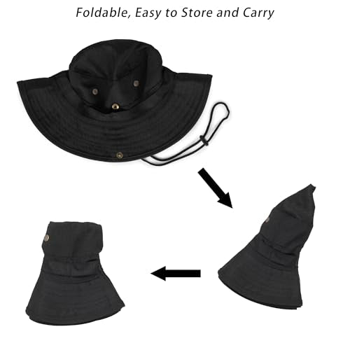 Outdoor Fishing Hat - Sun Protection Safari Bucket Hat - Black