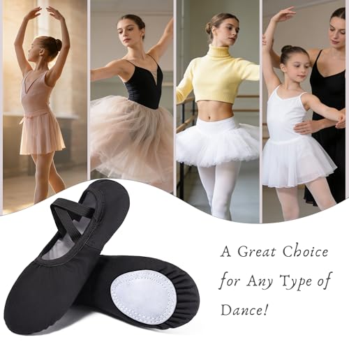 Ballet Shoes for Women - Split Sole Dance Shoes, 7.5 Women/6.5 Men - Black