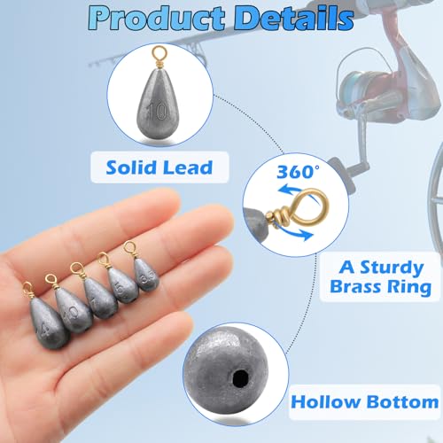 30pcs Drop Shot Sinker Weights - 1/8oz Fishing Weights