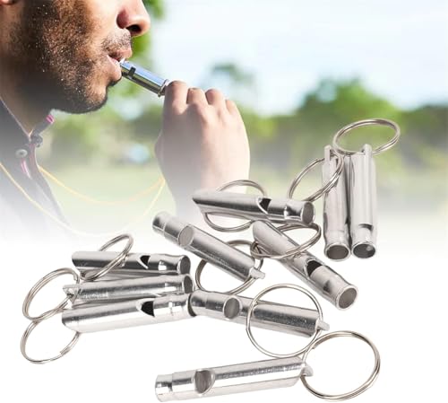 Extra Loud Aluminum Survival Whistle Set - 3 Pack with Key Rings