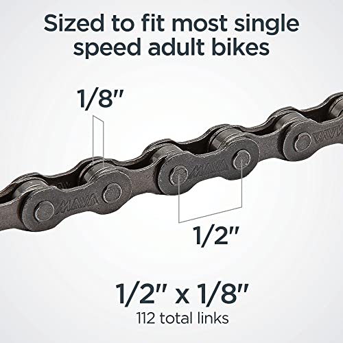 Steel Replacement Bike Chain - 1/2" x 1/8" - 112 Links - Single Speed