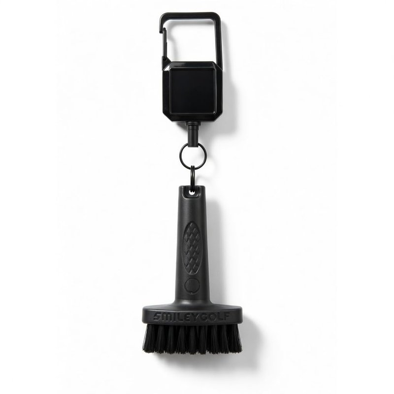 SmileyGolf Mini Golf Brush - Retractable Groove Cleaner with Carabiner Clip, 20" Extendable Cord, Non-Scratch Nylon Bristles, Pocket-Sized Pro-Tested for Irons, Wedges