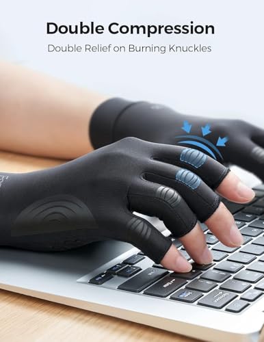 FREETOO Copper Compression Gloves Women Men Small Black Arthritis Support