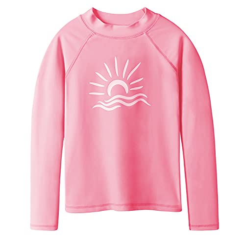 Kids Long Sleeve Rash Guard Swimsuit UPF 50+ - 4-5T Peach