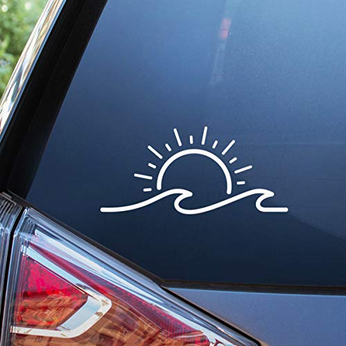 Blue Giraffe Sun & Wave 7-Inch Car Decal - Beach Bumper Sticker