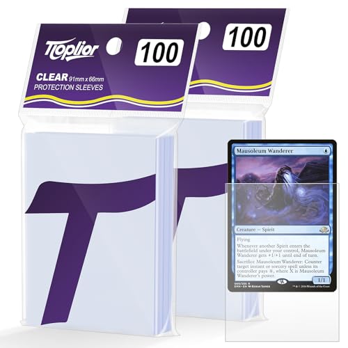 Clear Trading Card Sleeves - 200 Count Soft Plastic Protectors for Standard Cards