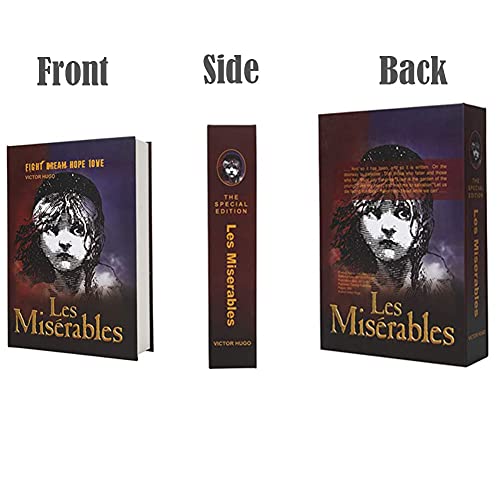 EIOUMAX Booksafe Diversion Secret Real Book Hidden Safe with Key Lock Real Paper Book Locking-Les Miserables
