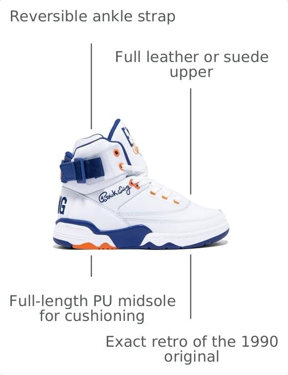 Ewing 33 HI Retro Basketball Shoes - White/Blue/Orange