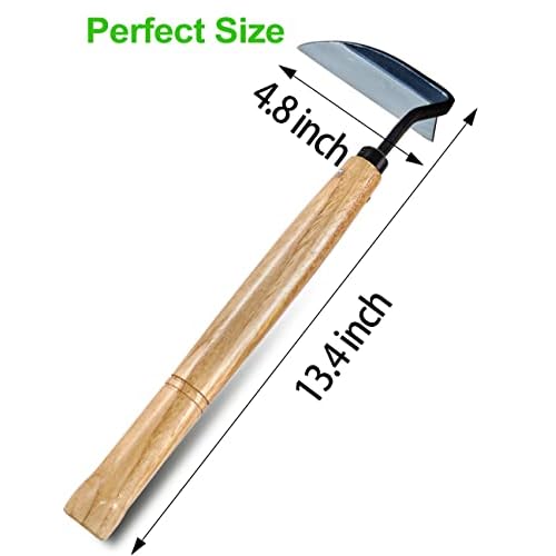 TOYPOPOR Japanese Weeding Sickle Hoe, Gardening Tools, Weed Remover, Hand Weed Cutter, Kama Twisted Scythe with High Carbon Steel Blade for Cutting Grass, Soil loosening, harvesting, Digging