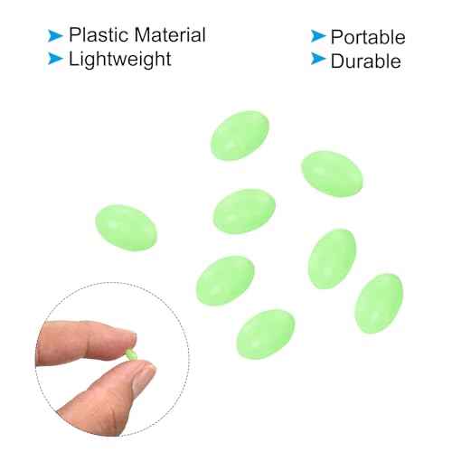 Glow Fishing Beads - Oval Luminous Bait Eggs, 6x4mm Green, 200Pcs with Box
