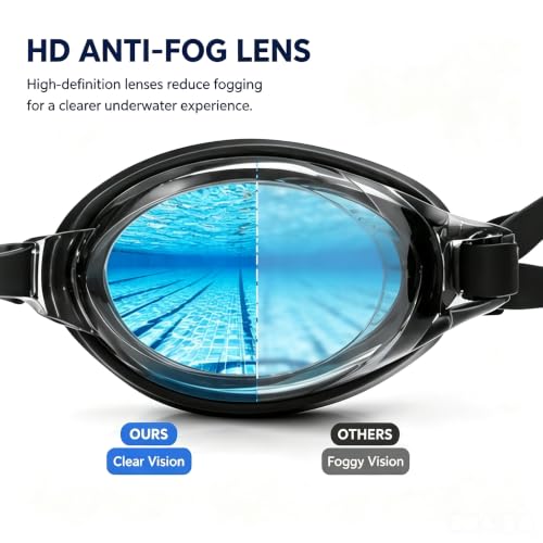 Swimming Goggles for Adults - Anti-Fog Leak-Proof - Black