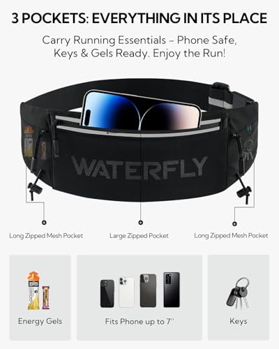 Running Belt Fanny Pack with Bib Clip - Black Waist Bag for Phones