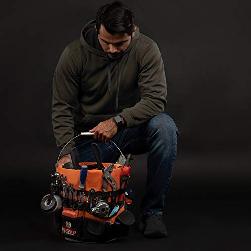 Rugged Tools Bucket Tool Organizer - 64 Pocket Bucket Caddy for 5 Gallon Buckets - Liner Insert for Construction, Garden, Carpenter