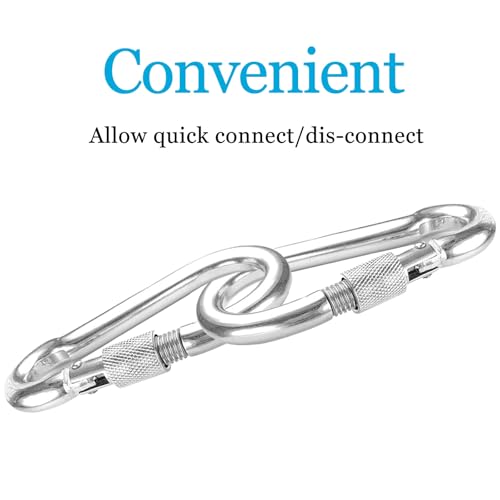 Stainless Steel Locking Carabiner Clips - 2.36 Inch 6PC Set