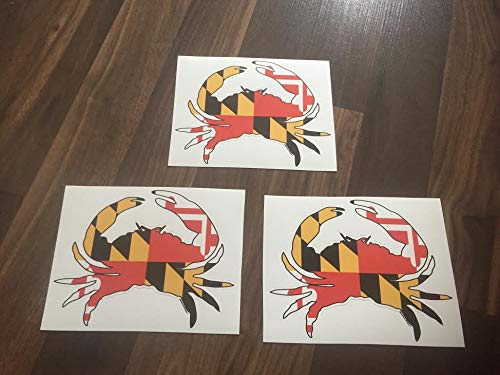 Maryland Crab Decal Stickers - 3 Pack, 6" x 5"