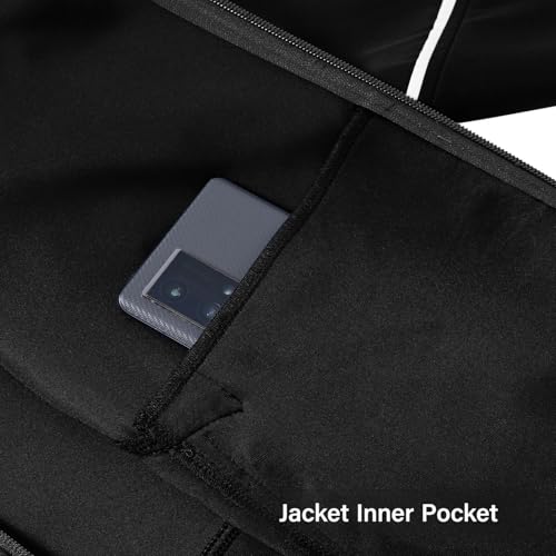 BGOWATU Men's Black Large Full Zip Hoodie Tracksuit Set with Pockets