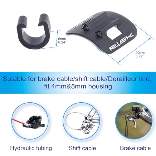 Alloy Bike Cable Guide Clip Kit - 6 Sets with Base & Clips