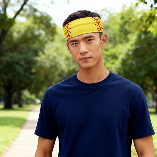 Yellow Softball Headband - Breathable Elastic Sports Hairband