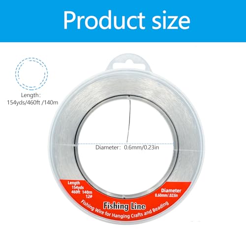 Clear Fishing Line 0.45mm 985ft - Strong Monofilament for Crafts, Beading & Decorative Use