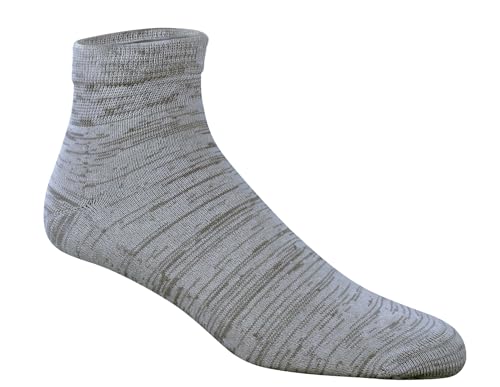 Yomandamor Mens Grey Wide Ankle Diabetic Socks 10-13, Seamless Toe, 5 Pairs