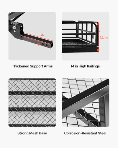 Hitch Cargo Carrier 60x24x14 in - 500lbs Capacity, Steel Rack