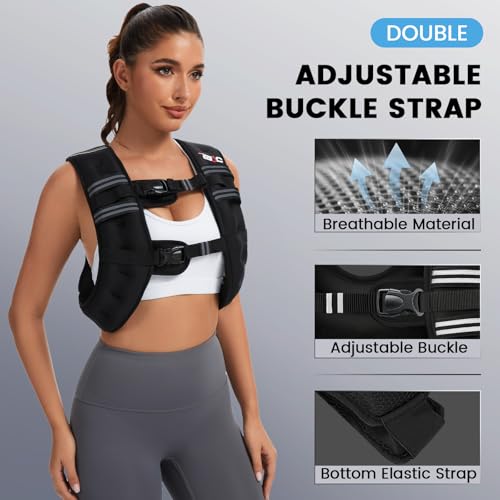 Black 12 lb Weighted Vest for Women & Men - Adjustable Fitness Training