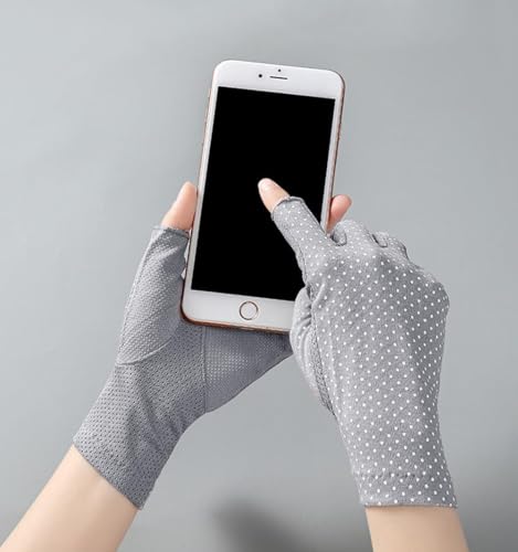 Women’s Fingerless Sunblock Gloves - UV Protection - Grey