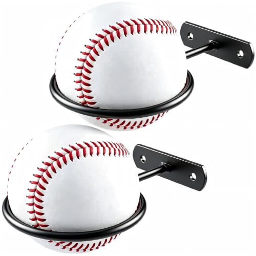 2-Pack Wall-Mounted Baseball & Softball Display Holders - Classic