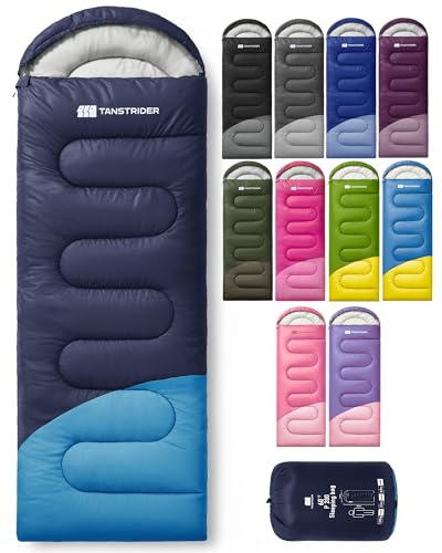 TANSTRIDER Navy Blue 3-Season Lightweight Sleeping Bag for Adults & Youth