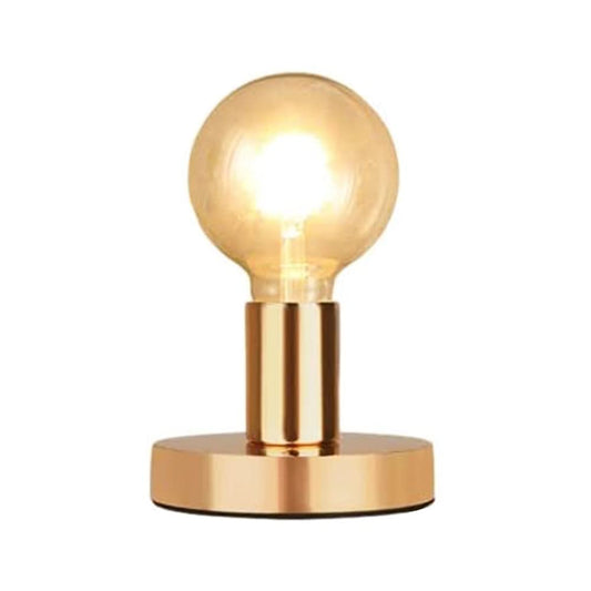 YKCGG Industrial Table Lamp Base,Small Polished Metal Desktop Light Sockets Base Only,Vintage E26/E27 Edison Screw Light Bulb Holder Base,with 6ft Cord Switch Plug Bulb Base Holder（Golden）