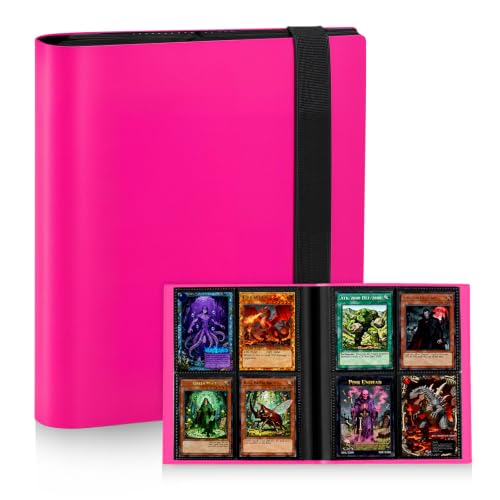 Trading Card Binder - 4 Pockets Card Album for 160 Cards - Rose Red