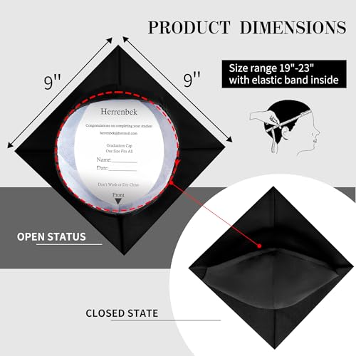 Unisex Matte Graduation Cap 2026 2027 with Tassel - Black, One Size