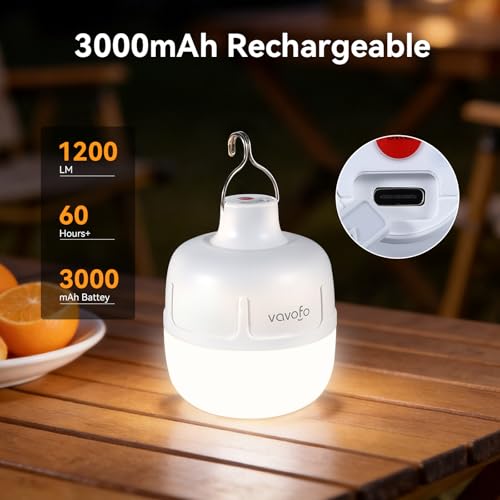 Rechargeable 20W LED Camping Lantern - 1200LM Portable Light, White