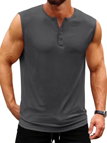 Men's Dark Grey Tank Top - Large Size