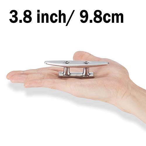 ZOMCHAIN 4 Inch Stainless Steel Boat Cleat 2PCS Dock Mooring Accessories with Screws