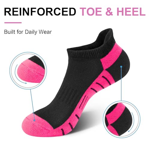 Athletic Cushioned Ankle Socks - 6 Pairs, Low Cut, Multicolor