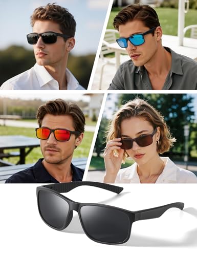 Polarized Square Sunglasses for Men and Women - Black/Gray