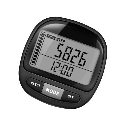 3D Pedometer Step Counter - Simple Walking Tracker with Clip
