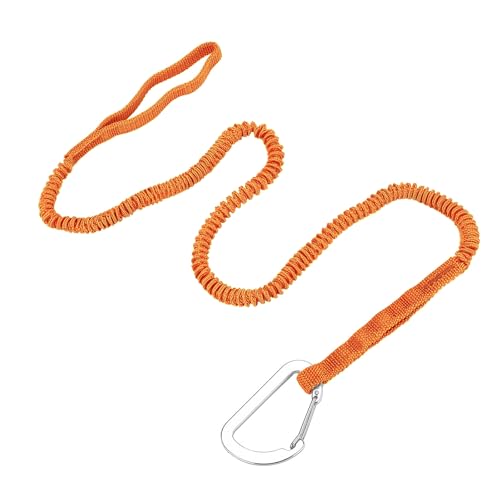 Kayak Paddle Leash - 3-7 ft Stretchable Strap Lanyard - Orange, 1 Pack