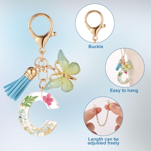 Bottle Chain for Tumbler with Letter C Charm, Butterfly and Tassel - Letter C