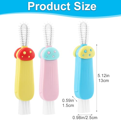 3-in-1 Multifunctional Cup Lid Cleaning Brush Set - 3 Piece Mushroom Design