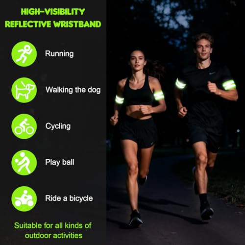 4 Pack High Visibility Reflective Bands - Adjustable Safety Straps for Night