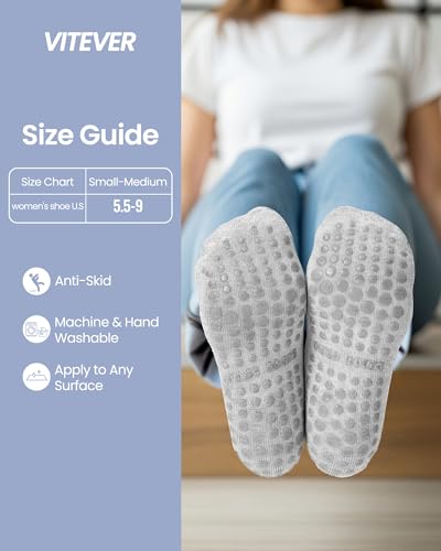 Grip Pilates Socks for Women - 6 Pairs Non-Slip Yoga Socks