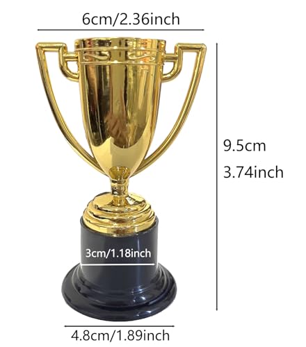 Mini Trophy Cups - 6 Pack Plastic Gold Award Trophies, 4 Inch