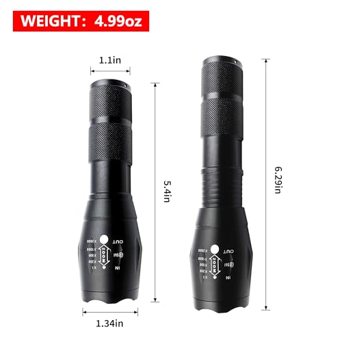 Low-Lumen Red Flashlight LED Single Mode Zoomable Red Light Flashlights for Astronomy, Reading, Night Vision, 2-Pack